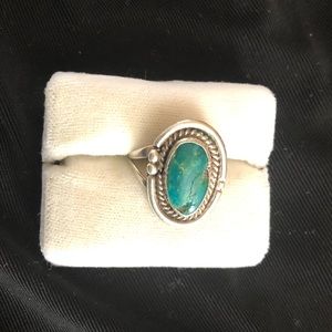 Rustic vintage silver and turquoise ring